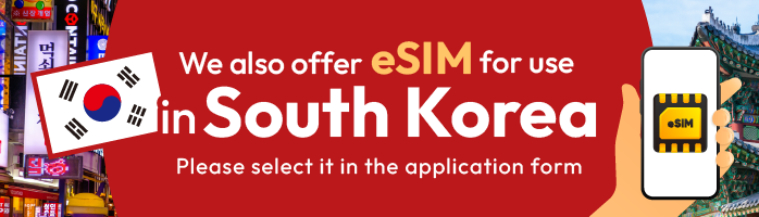 We also offer eSIM for use in South Korea