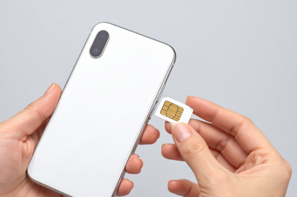 A person who has a SIM card in their smartphone