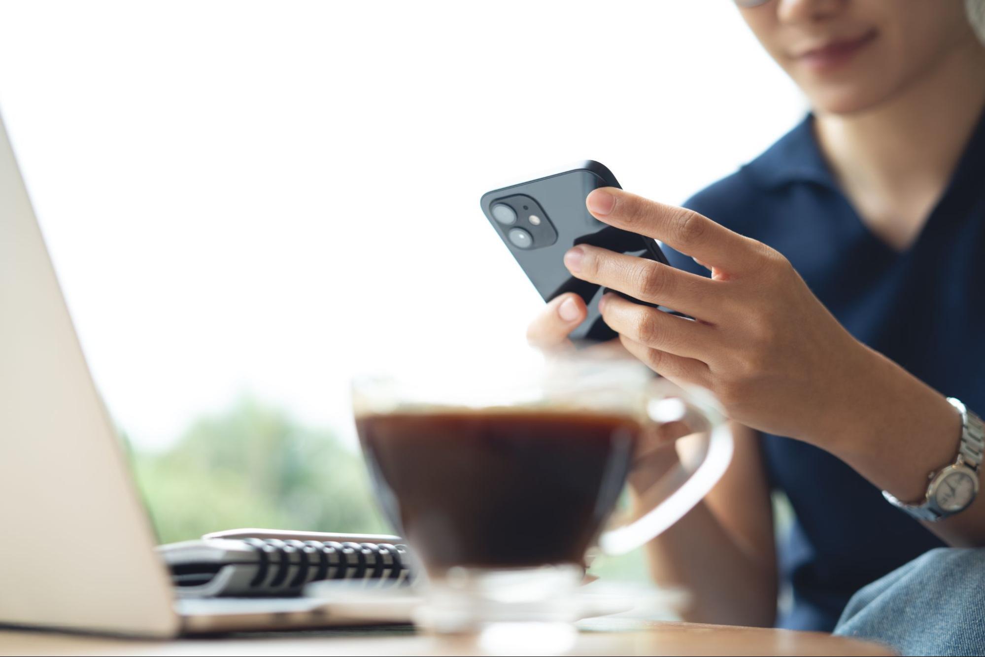 Smartphone user connected to Wi-Fi