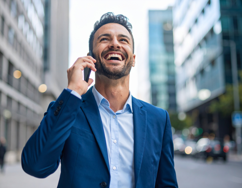 A foreign visitor to Japan making a phone call using their smartphone's eSIM