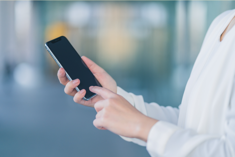 A woman using a smartphone