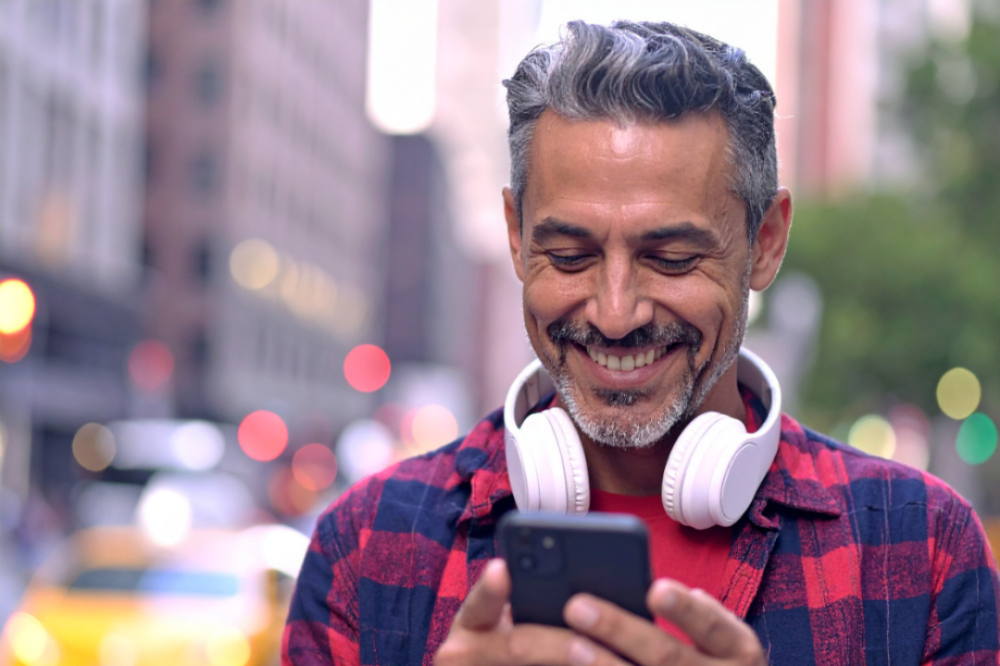 A tourist connected to pocket Wi-Fi in Tokyo