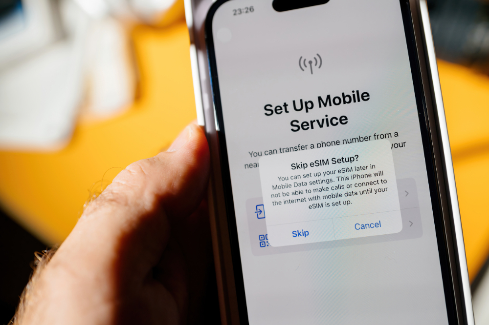 An iPhone screen during eSIM setup