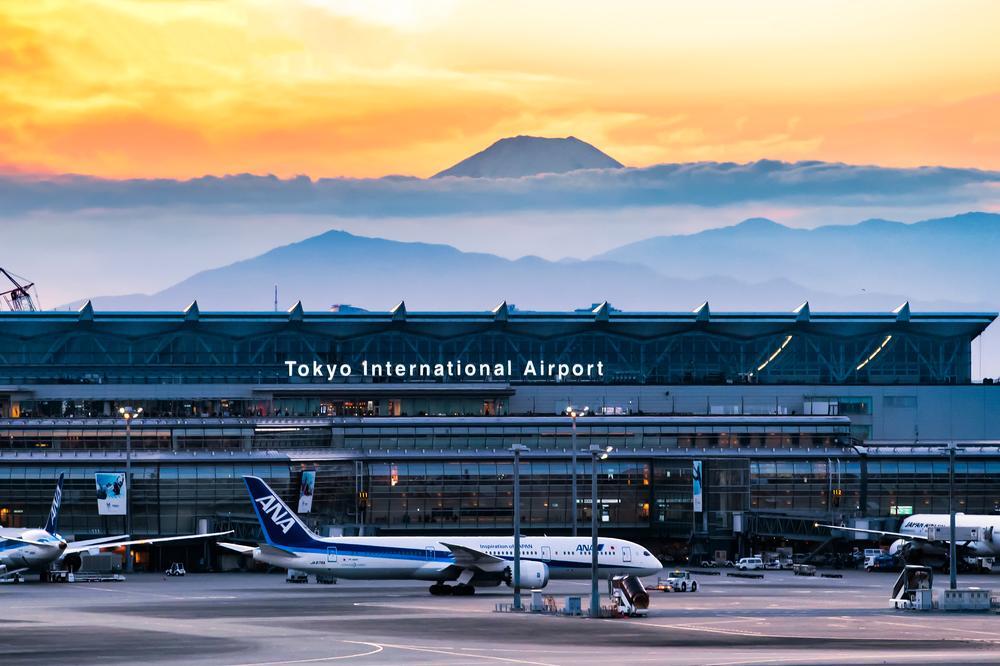 A wide shot of the Tokyo International Airport terminal