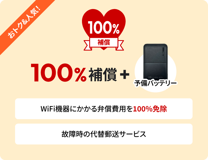 おトク人気補償フル100%補償+予備バッテリー