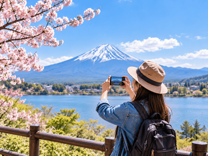 Traveler photographing Mount Fuji