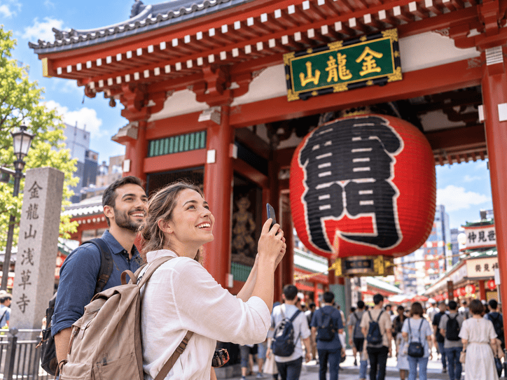 Travelers at Kaminarimon
